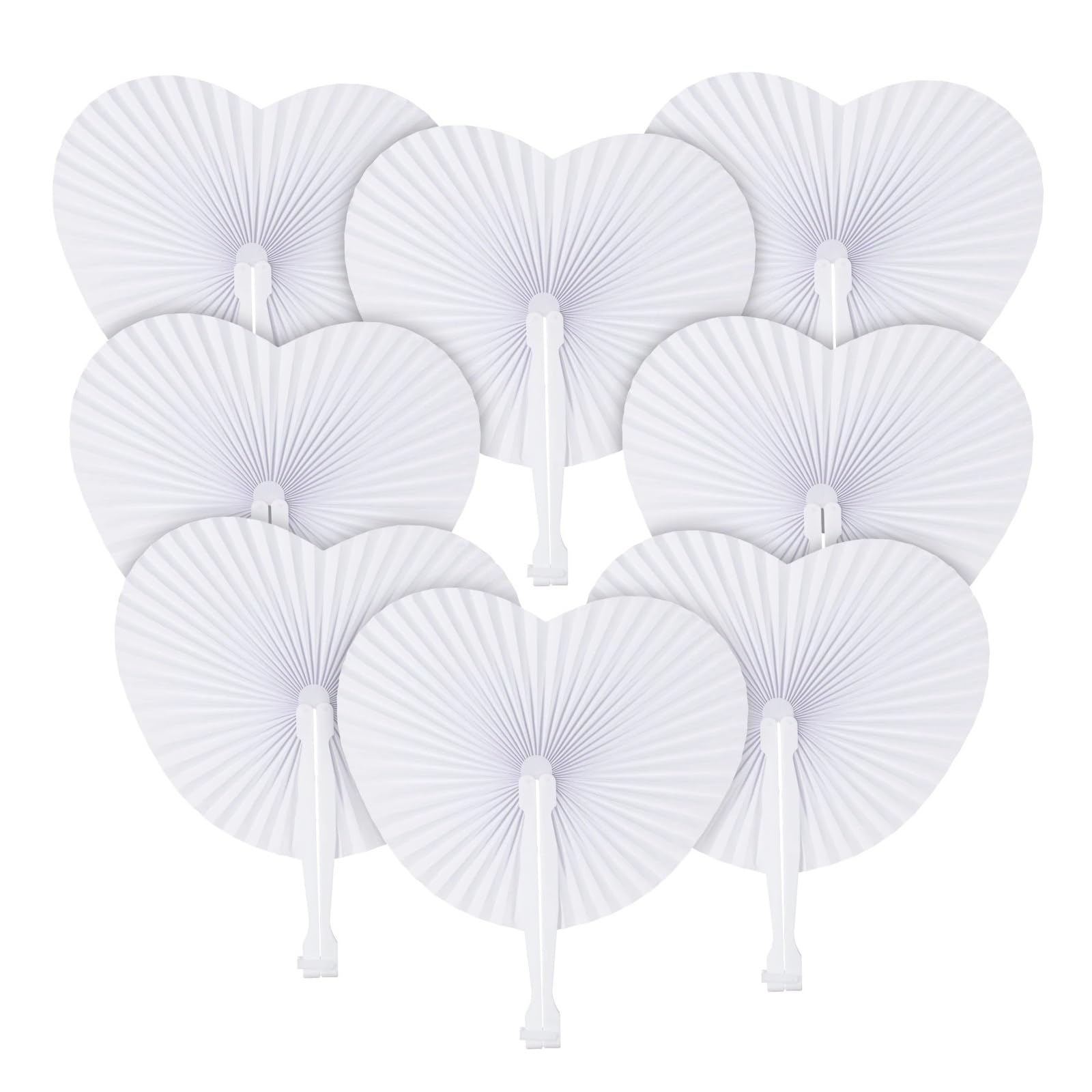 Papier-Faltfächer 12/30/50/100 Stück weiße Faltfächer aus Papier, herzförmige, runde Fächer, Party-Geschenk for Gäste, Jahrestag, Geburtstag, Hochzeitsdekoration(Heart Shaped,30pcs)