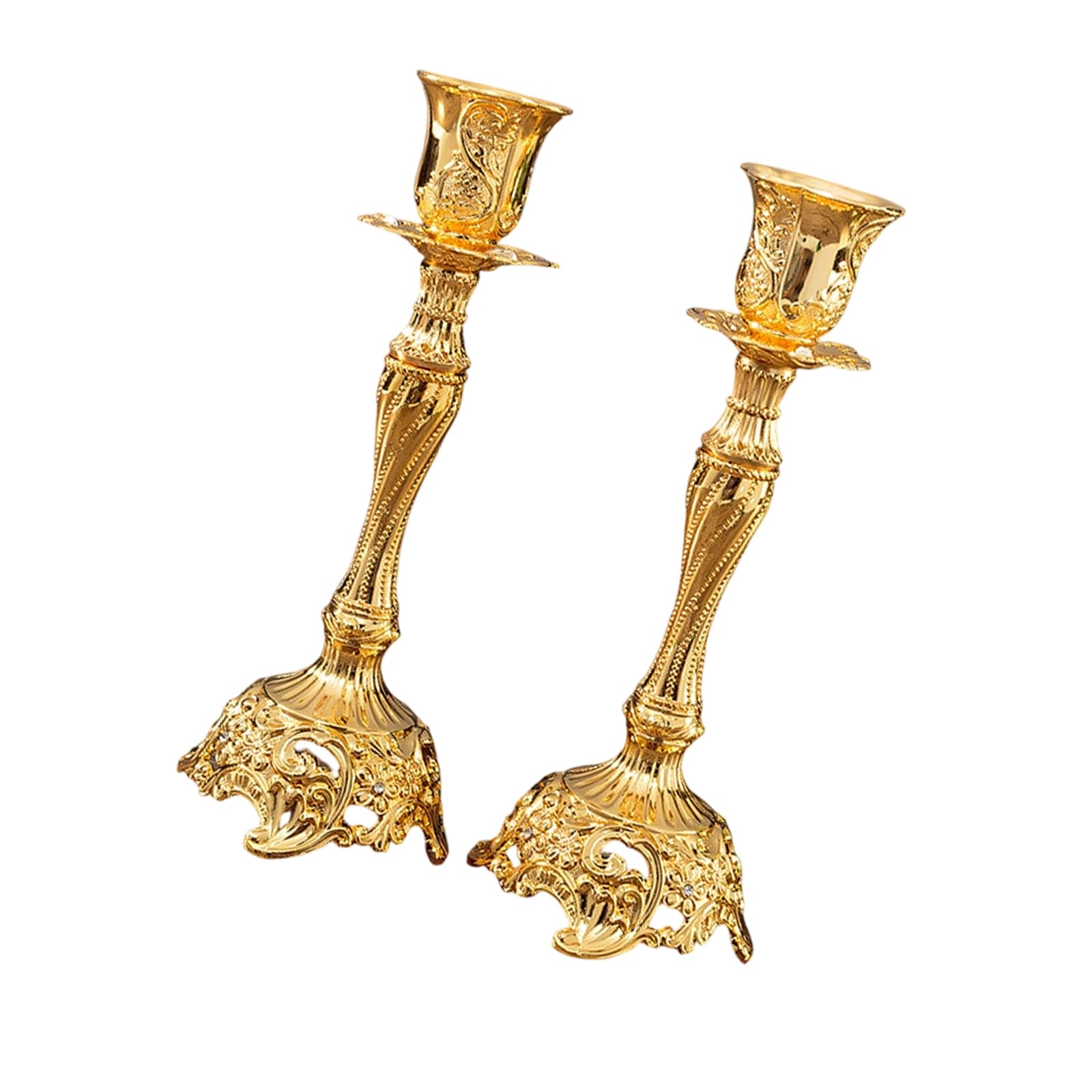 Nucelit 2Pcs Decorative Antique Embossing Taper Holders Metal Candlestick Candelabra for Wedding Table Centerpieces Decors Elegant Holders