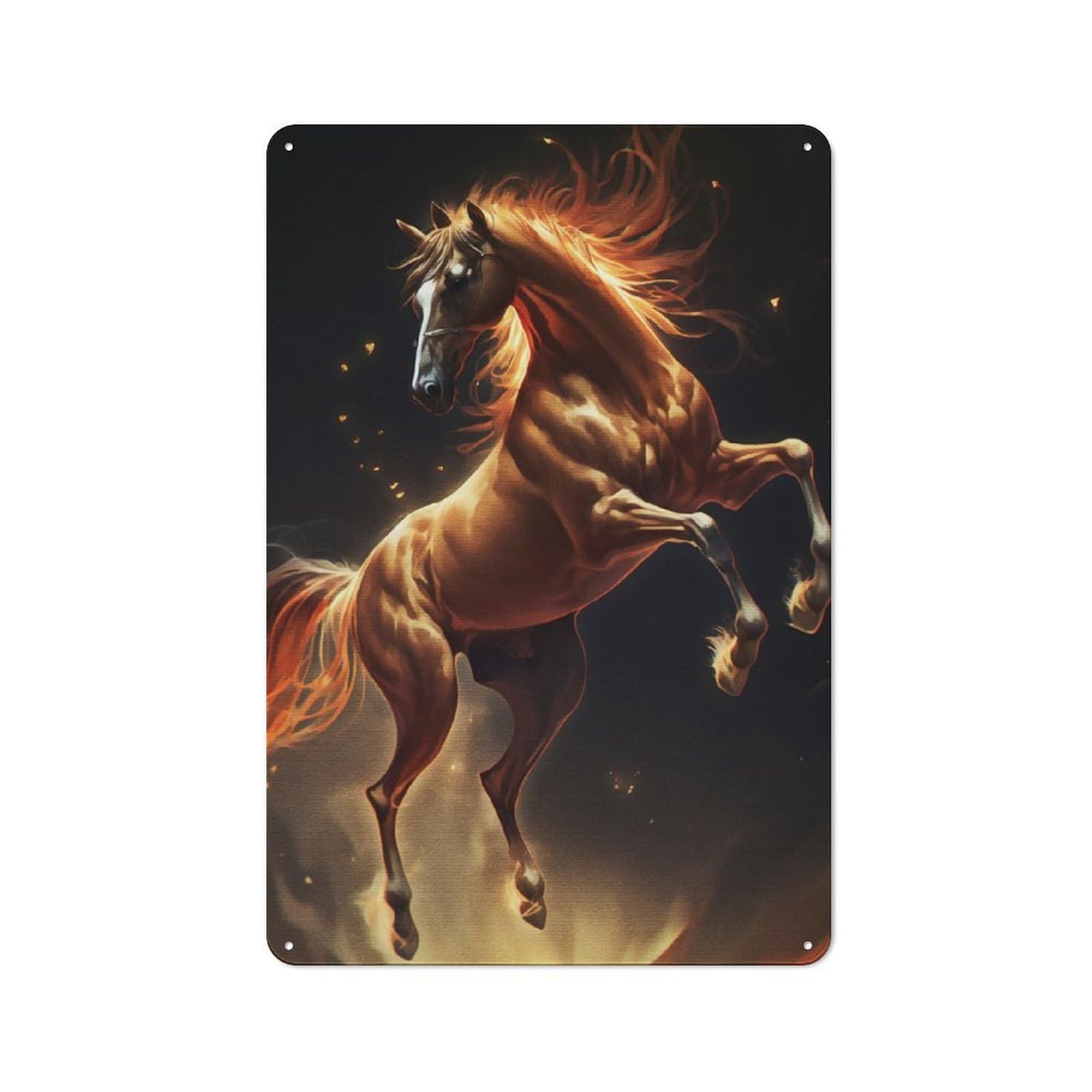 Junmoney Paint Horse Metal Plaque 30X20cm With For Home Bar Wall, Retro Decor, For Garage, Workshop And Man Cave Decoration