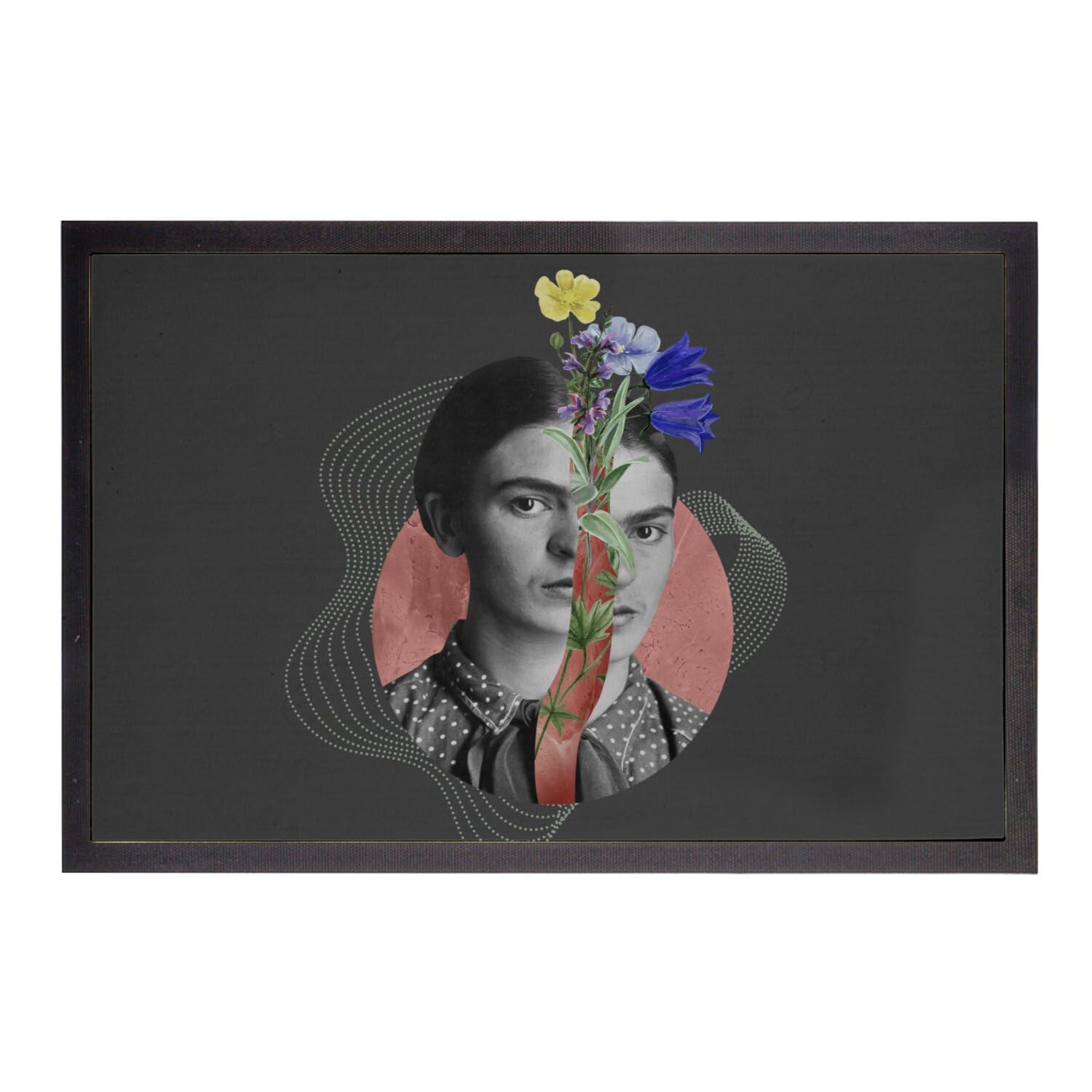 Paillasson fleurs art surréaliste Femme Fleurit tapis de sol design noir