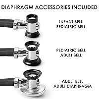 Vista 3 de Primacare DS-9295-BK 30" Sprague Rappaport Style Stethoscope for Doctors, Nurses and Medical Students, First Aid Professional Dual Head Cardiology