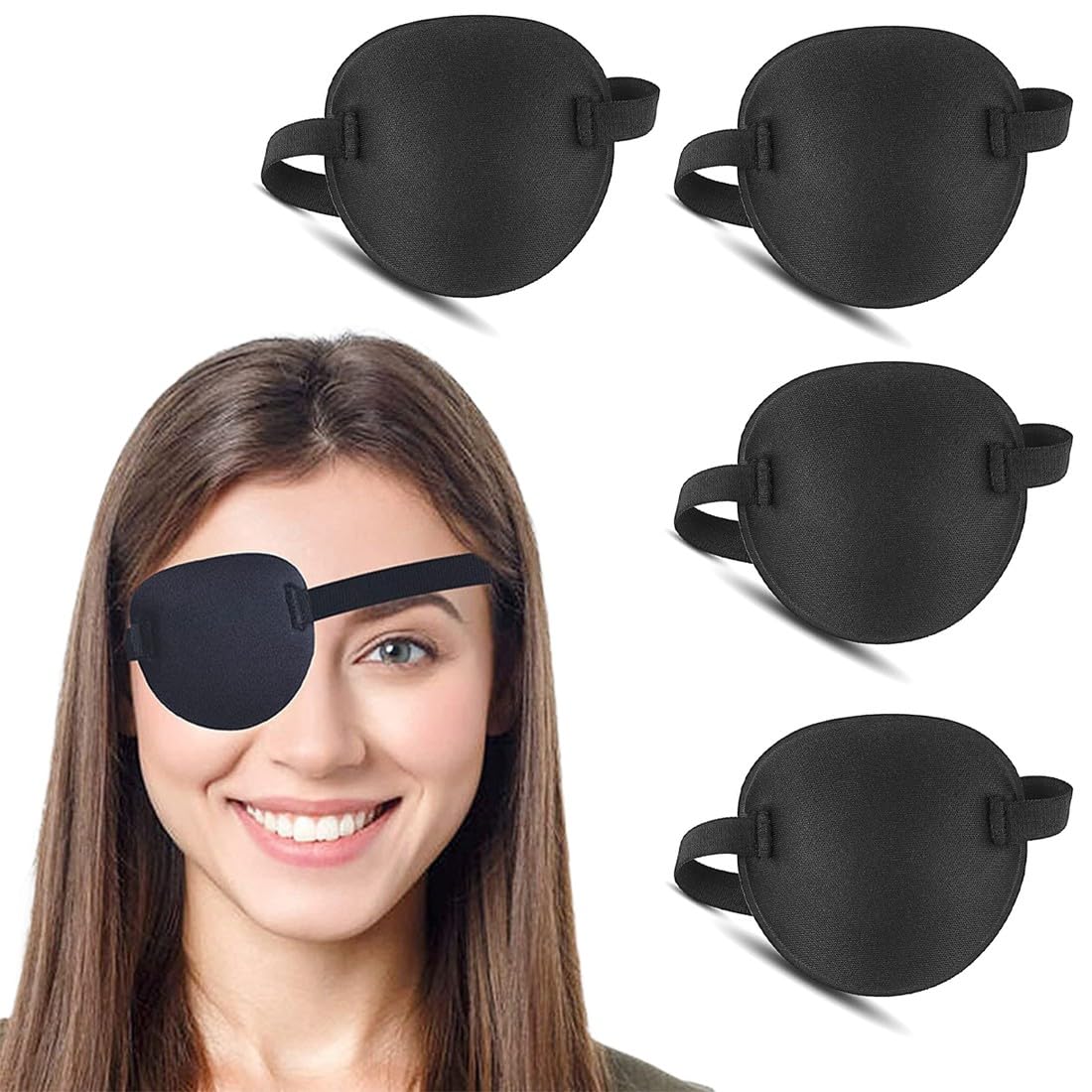 4 Pcs Benda Occhio Regolabile Per Adulti Bambini Bende Oculari Per Bambini Regolabile Bende Occhio Pigro Eye Patch Pirata, Per Ambliopia, Strabismo, Dopo Chirurgia, Protezione Occhio, Cosplay