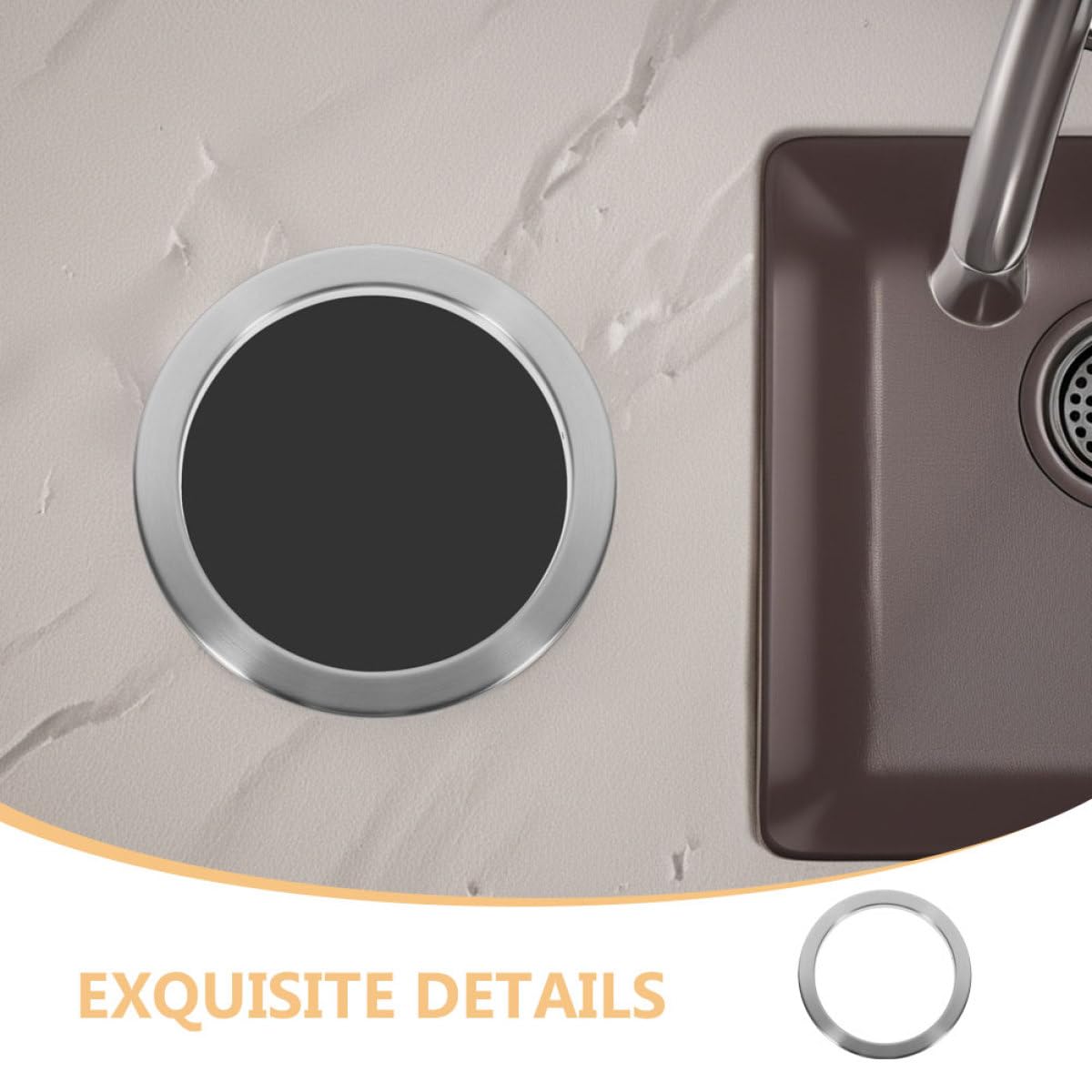 OSALADI Tapa Empotrada para Cubo de Basura de Cocina en Acero Inoxidable 430, Diseño Hueco Anillo Redondo, Cubierta Abatible Integrada para Encimeras, Solución Oculta y Compacta