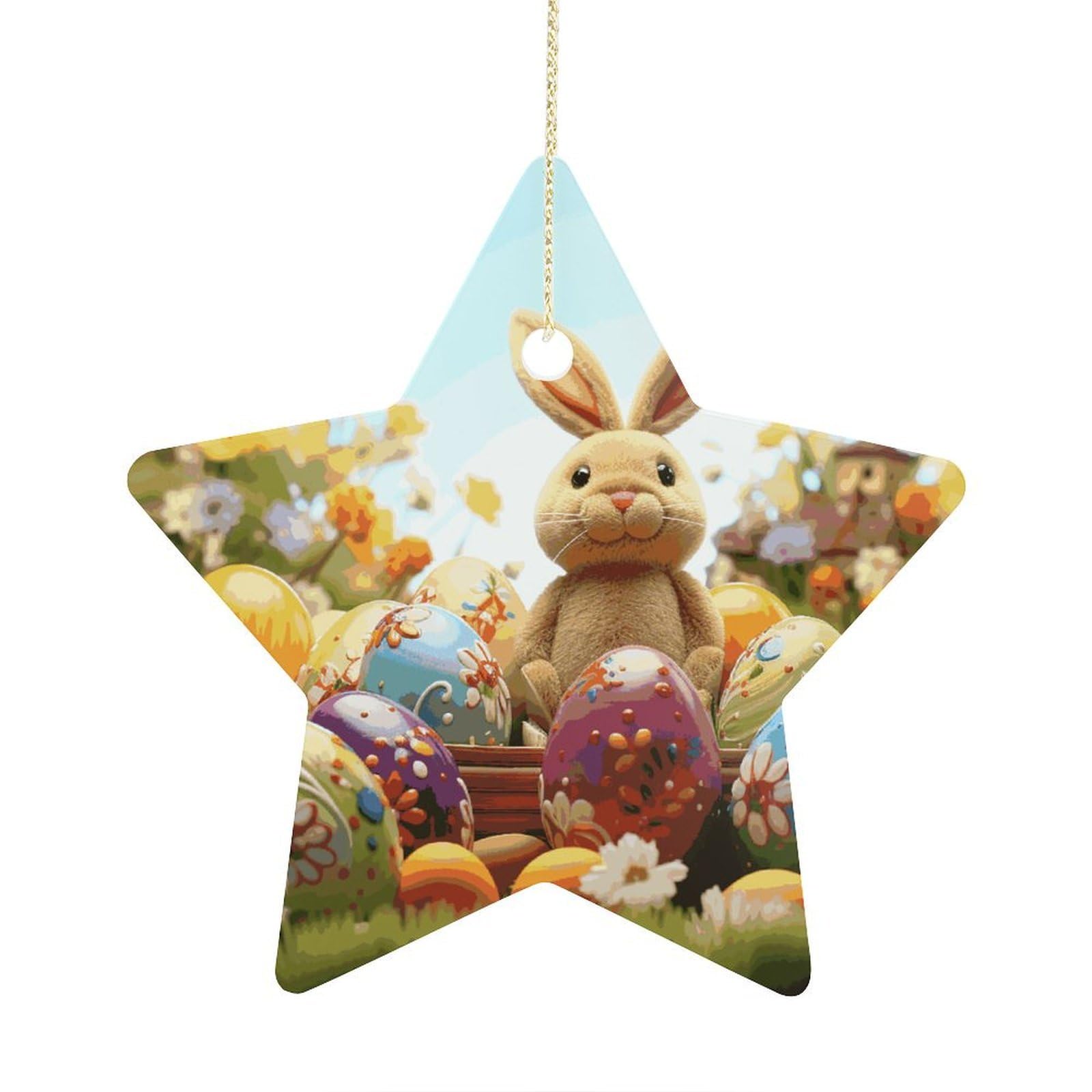 Fodpand Women's Style Easter Colorful Eggs Ornament With String, Keepsake Hanging Decorations,Ceramic Ornaments For Men Indoor Home Holiday Party Gifts