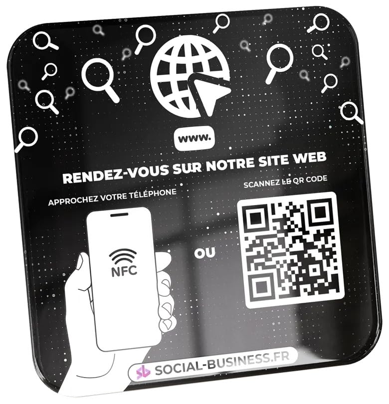 Plaque site web NFC idéale pour comptoir de restaurant et salon
