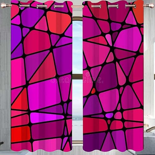 Cortinas moradas para habitación, decoración de mosaico, cortina de privacidad para puerta de bebé, 63 pulgadas de ancho por 63 pulgadas de alto