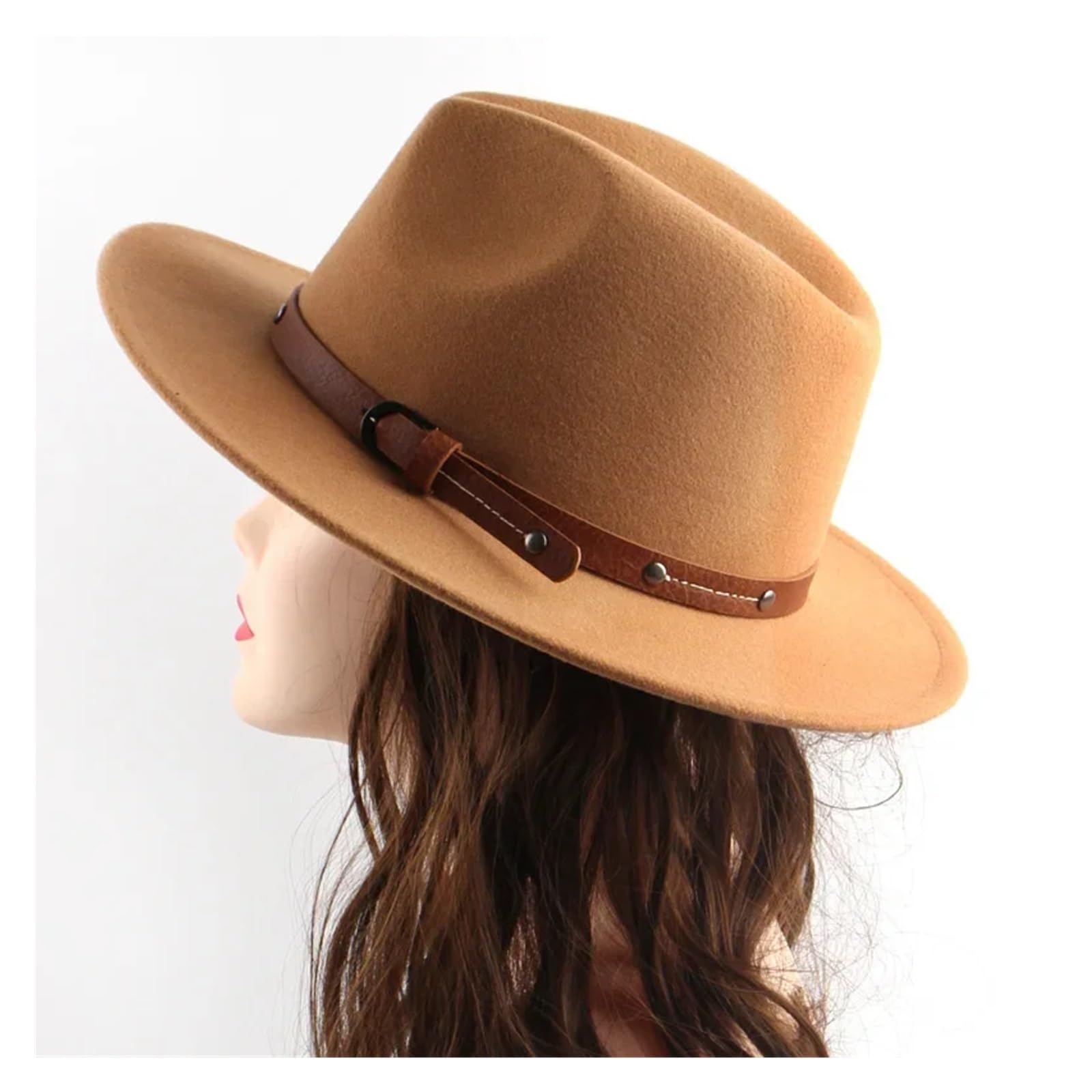 Fedora Uomo Cappello Fedora in lana da uomo autunno inverno berretto jazz a tesa larga imitazione lana da donna feltro da chiesa