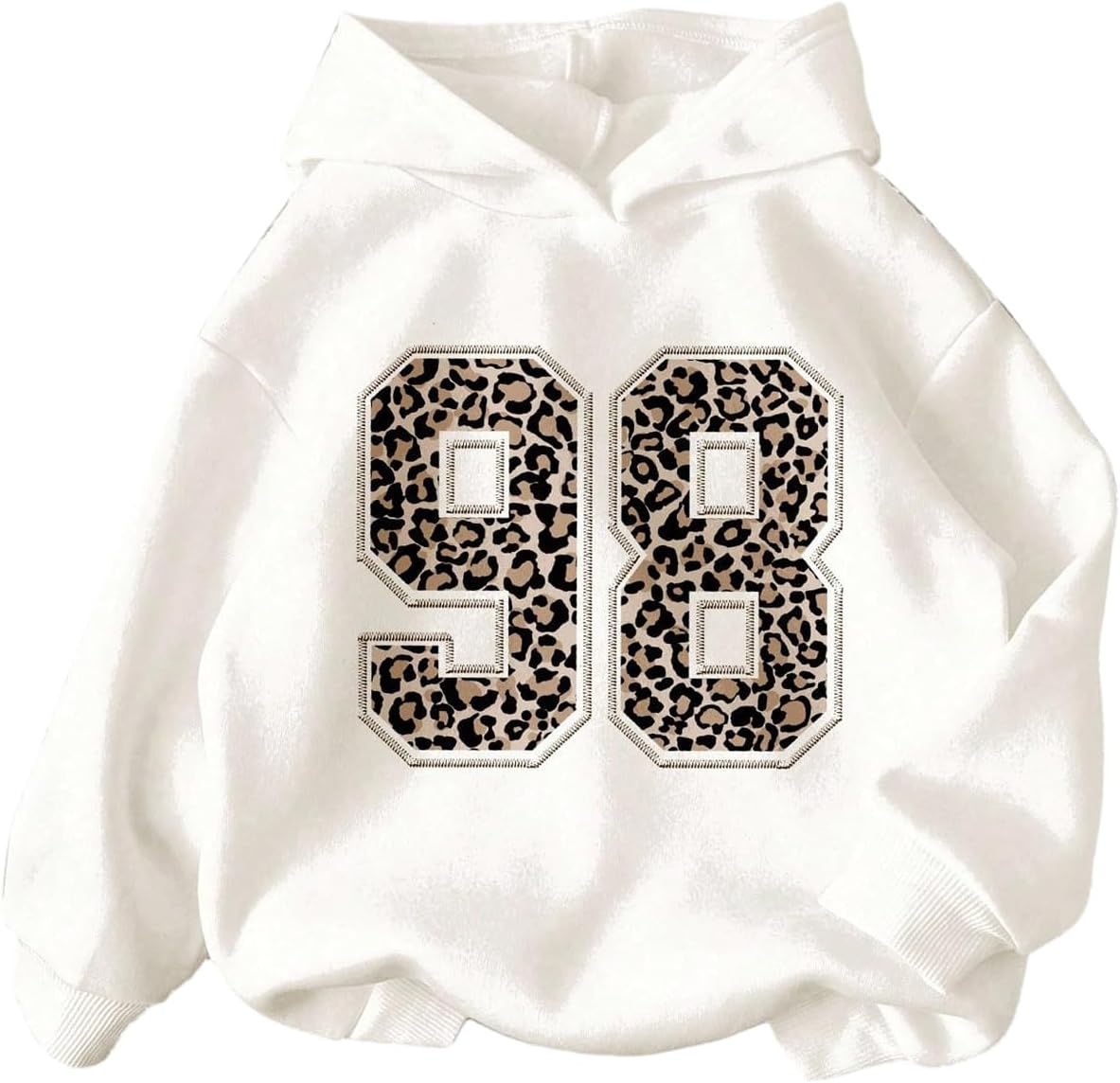Floerns Girl's Y2k Cheetah Print Hoodie Pullovers Long Sleeve Drop Shoulder Sweatshirt