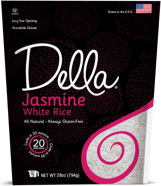Della Gourmet Jasmine White Rice - All-Natural, Fat & GMO Free (28 oz), Pack of 6