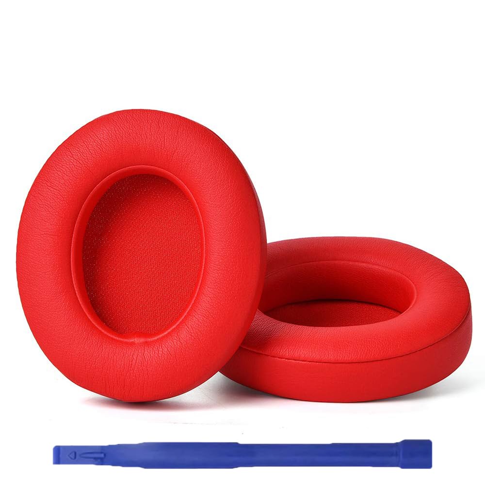 Earpads Replacement Ear Pads Cushions,fit for Beats Studio 2 & 3 (studio2 studio3) Wireless B0501 & Wired B0500 with Soft Protein Leather, Noise Isolation Memory Foam (red)