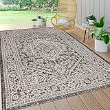 JONATHAN Y SMB101D-4 Sinjuri Medallion Textured Weave Indoor/Outdoor Gray/Black 4 ft. x 6 ft. Area-Rug, Coastal,Easy-Cleaning,ForHighTraffic,Kitchen,LivingRoom,Backyard, Non Shedding