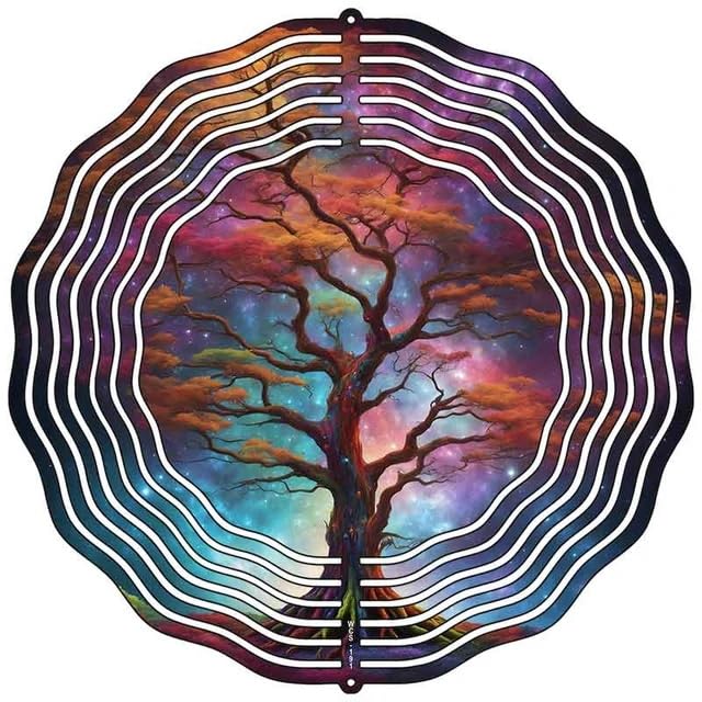 Old Tree Iredescent Novelty Metal Wind Spinner