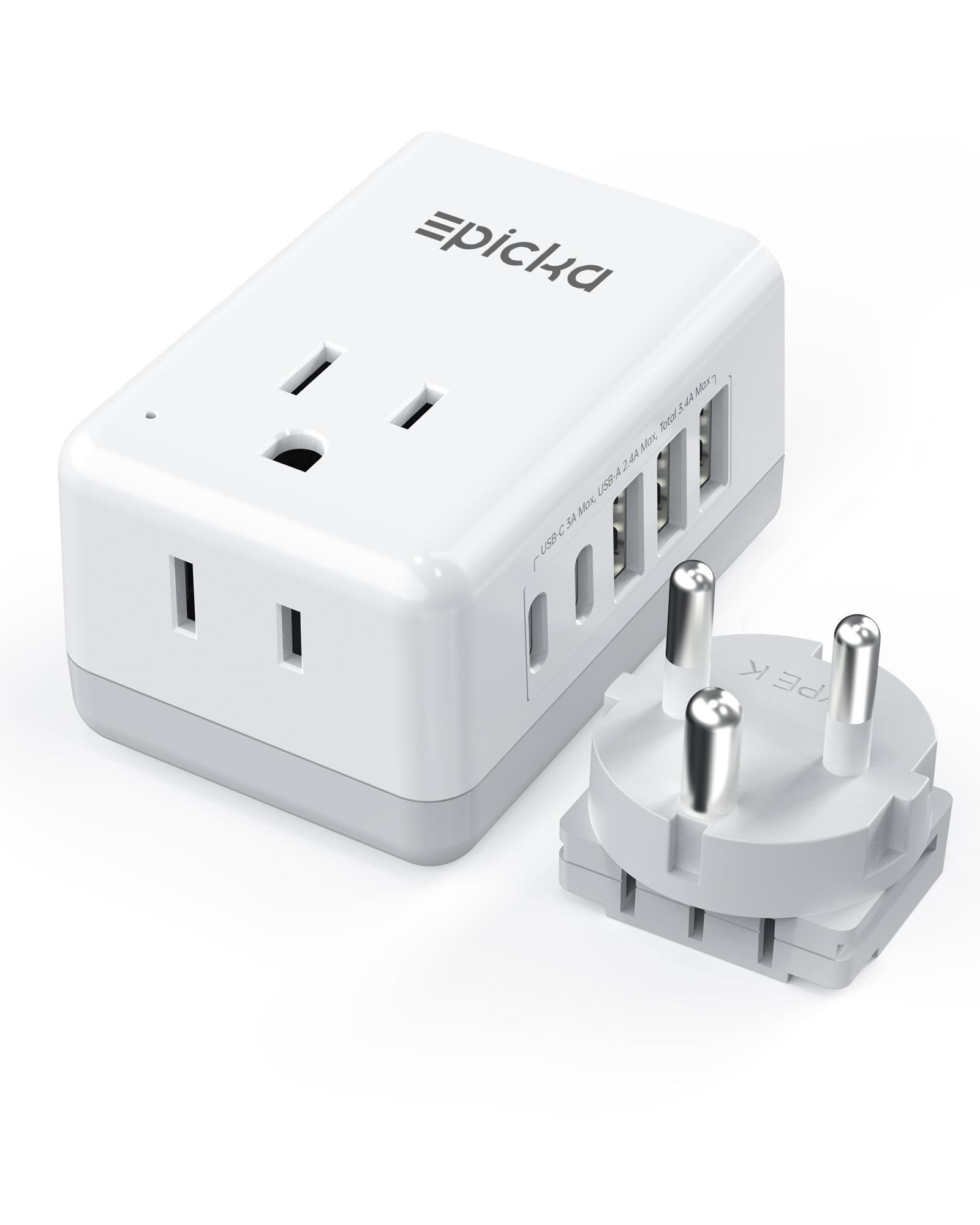 EPICKA Denmark Plug Adapter, Type K Outlet Adapter Charger