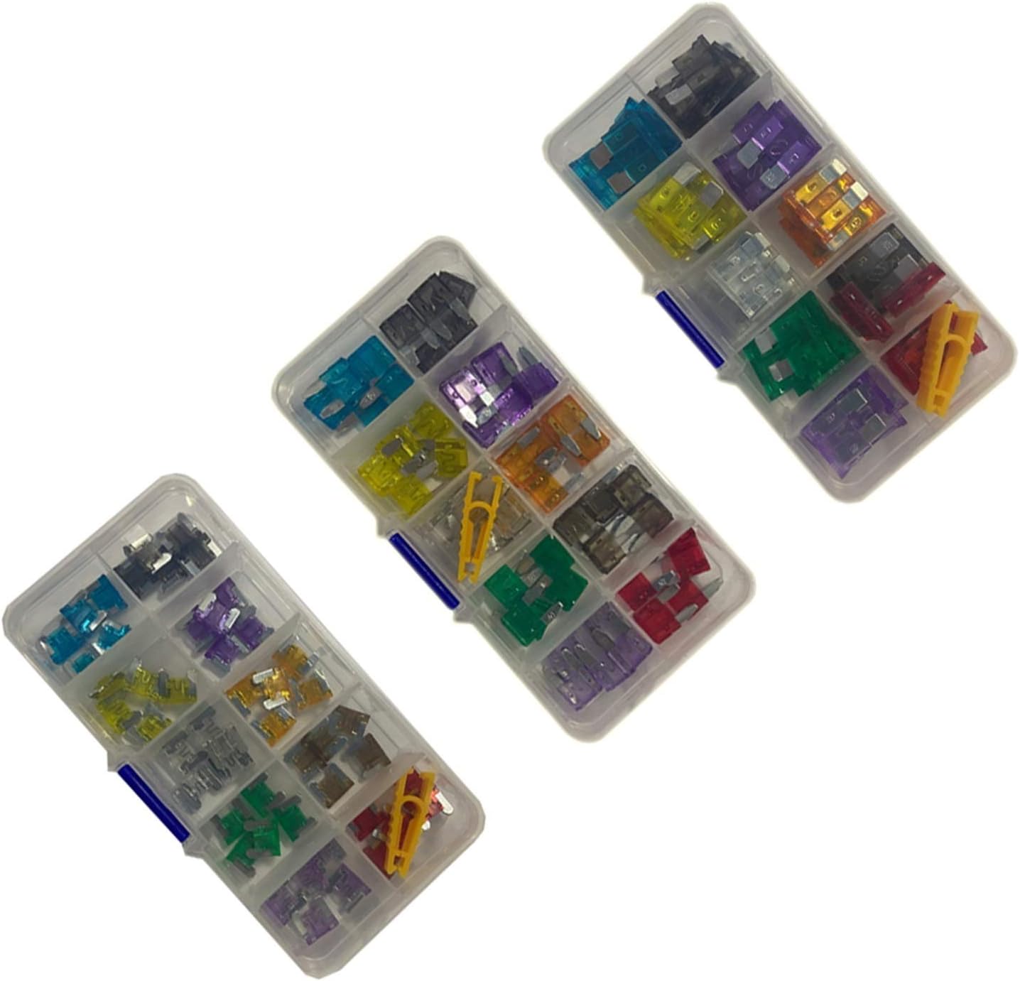 Fuses 1 Box Combination Car Fuse, 50/100PCS Assortment Set for Auto Blade Type Cars Fuses 2/3/5/7.5/10/15/20/25/30/35A with Box and Clip(50pcs Mini Fuse)