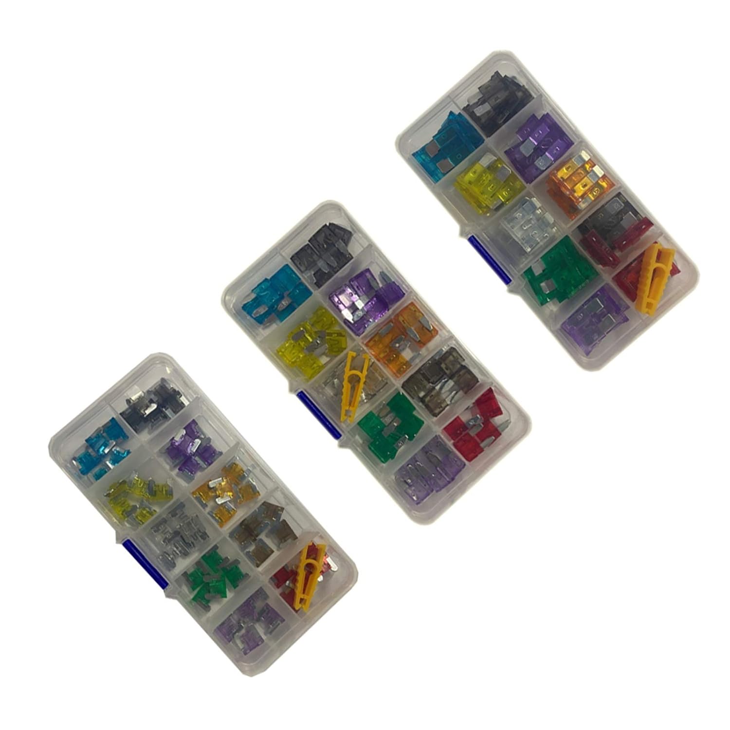 Fuses 1 Box Combination Car Fuse, 50/100PCS Assortment Set for Auto Blade Type Cars Fuses 2/3/5/7.5/10/15/20/25/30/35A with Box and Clip(50pcs Mini Fuse)