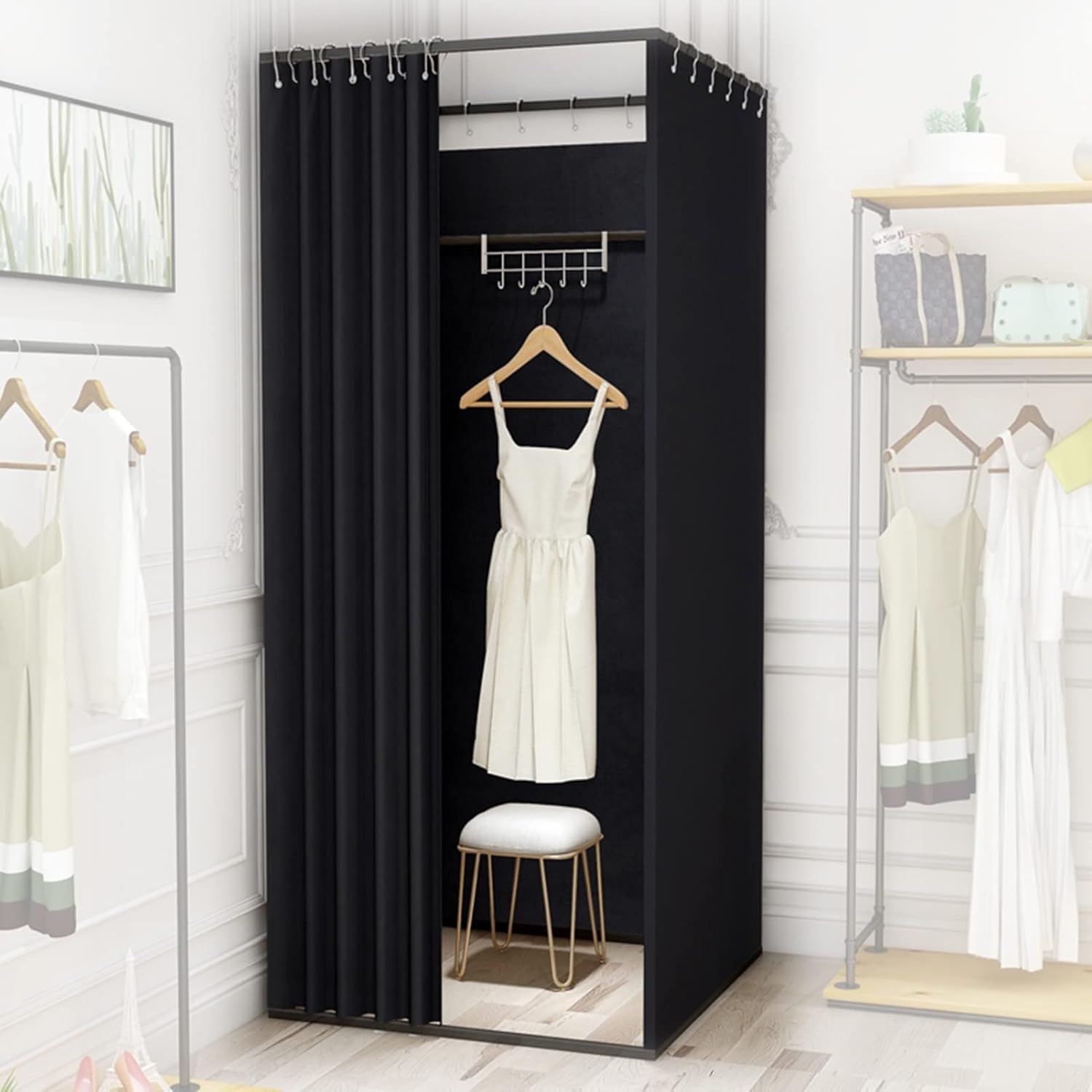 Rideau de séparation pour chambre partagée et cabine d'essayage mobile occultante