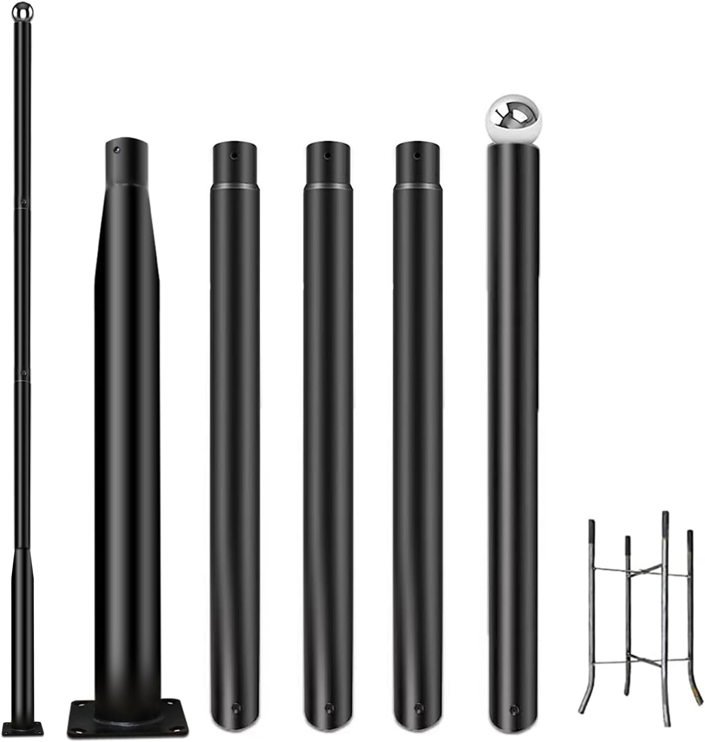 Street Light Pole 16ft Tall Black Outdoor Adjustable Metal Street Lamp Post for Lights with