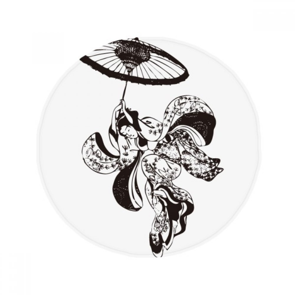 Tapis de sol rond antidérapant avec illustration Japon Femme parapluie pour cuisine et salon 80cm