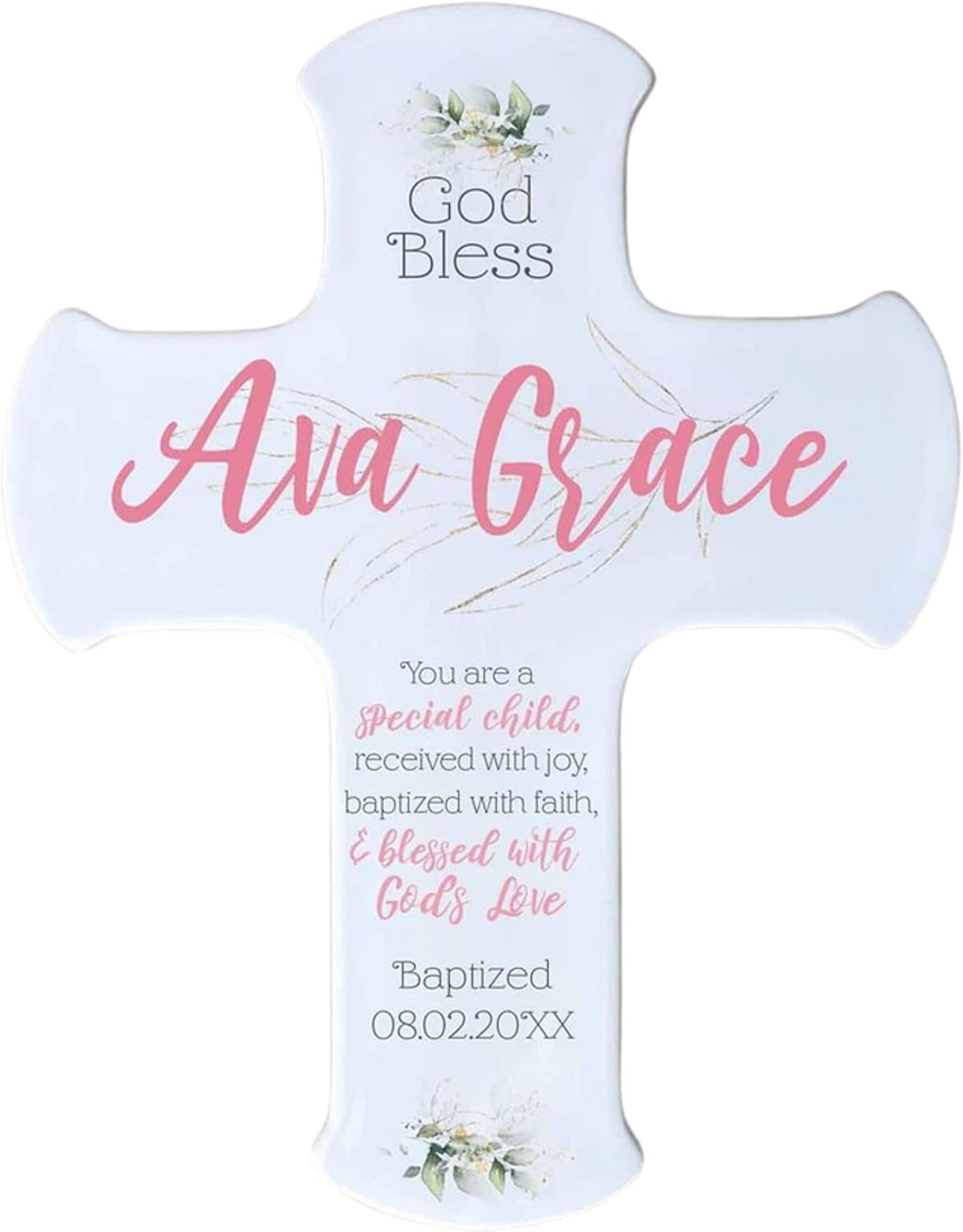 Christening Gift for Girl | Personalized Cross Baptism Gift for Girl | Baby Shower Gift Girl | Wall Cross | Custom Baptismal Cross for Baby