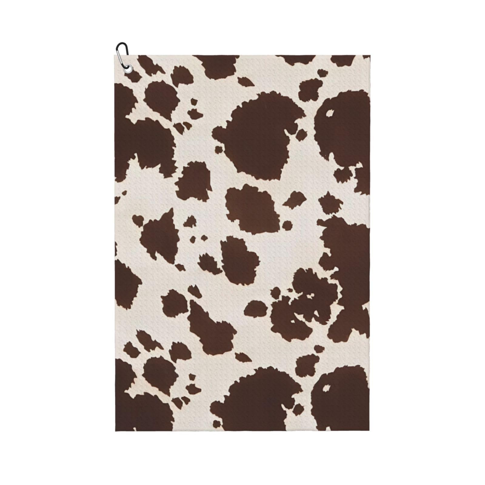 Hnnkloy Brown Cow Spots, 16x24 in Portable Waffle Golf Towels with Carabiner Clip for Golf Bag
