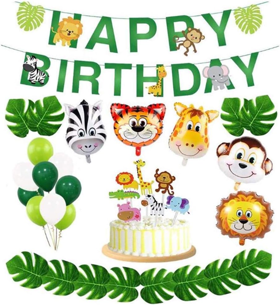 AM ANNA Jungle Theme Party Supplies for Birthday Decorations (35 Pieces)