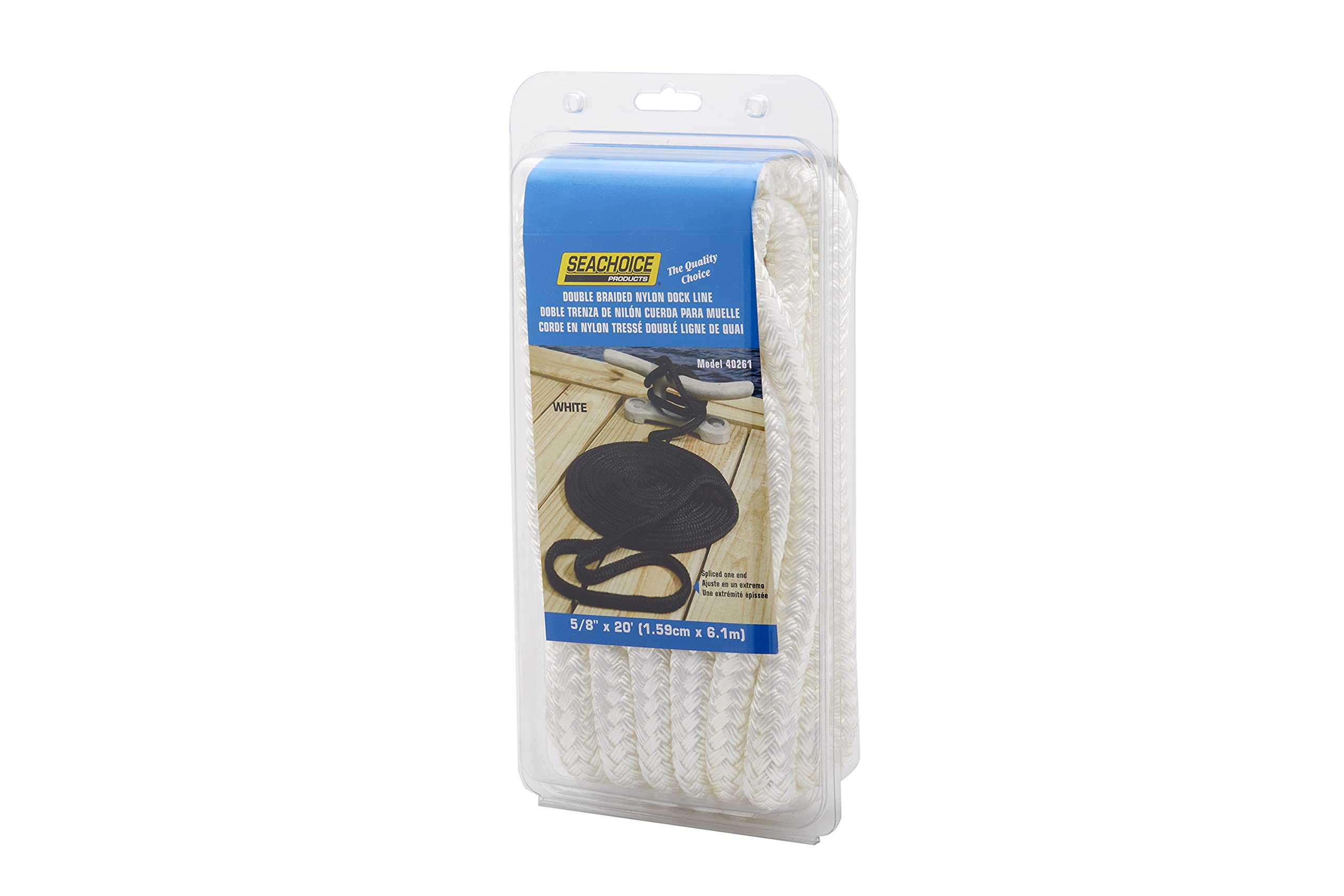 Seachoice Dubbele Gevlochten Nylon Meerlijn – 1/2" X 15 Ft, Met Oogsplits, Voorbehandeld, Hittegestabiliseerd, Blauw 4 miniatura