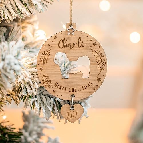 Miniatura 2 de Adorno de cachorro personalizado con nombre de perro, decoración de Navidad, regalo de perro, adorno de Navidad