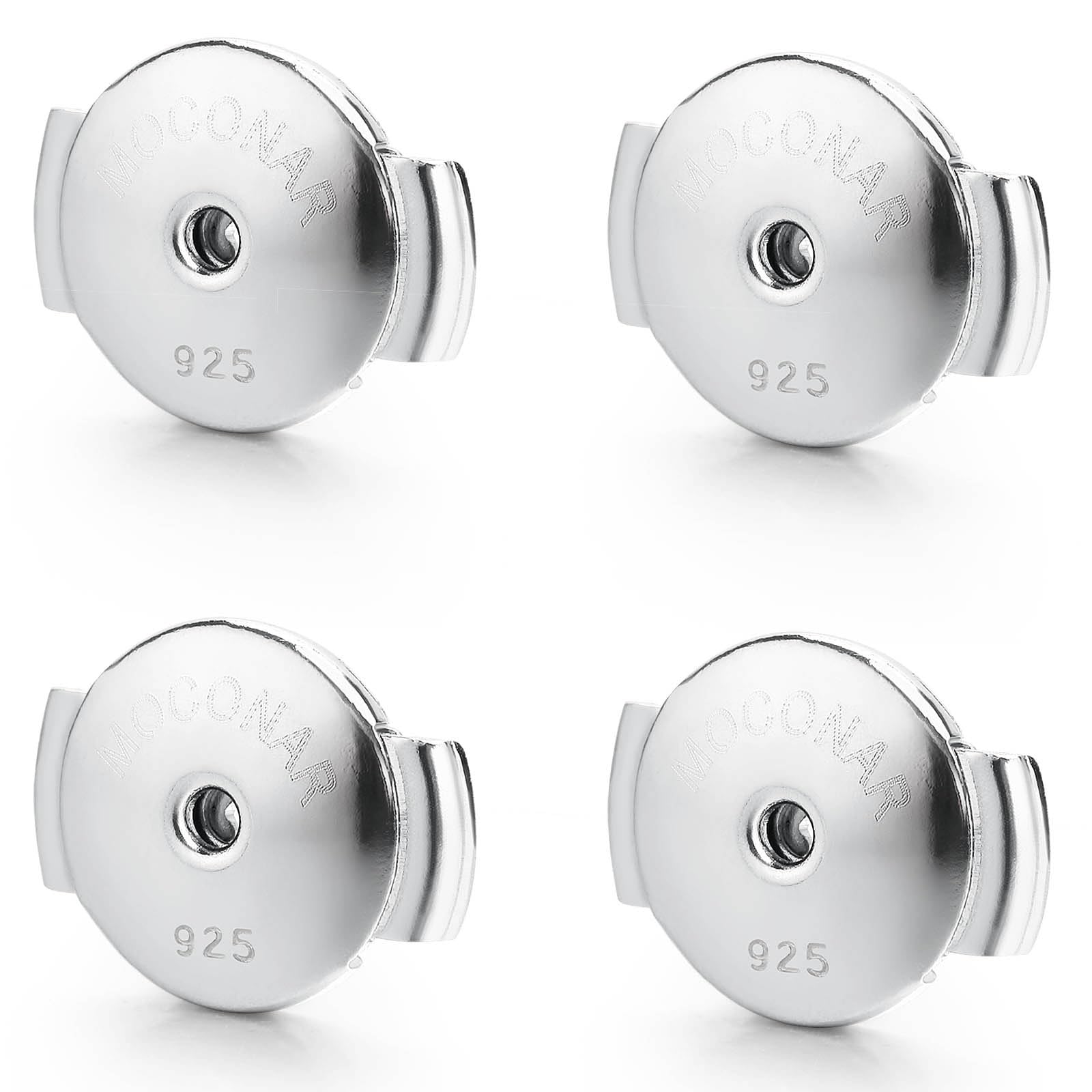 Moconar Locking Earring Backs for Studs, Sterling Silver Hypoallergenic Secure Earring Backs Replacements for Earrings Notch Post 0.027‘’-0.039‘’(07mm