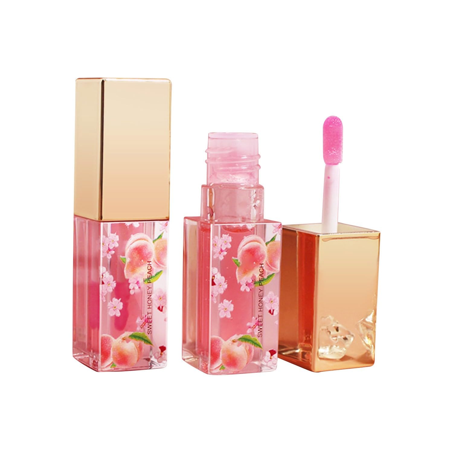 Peach Clear Colour Change Changing PH Tinted Lip Gloss Set for Women and Girls, Lip Oil Gloss Balm Tint Stain Glaze Pack Lipstick 2.5 ml Makeup Teenager (A, A)