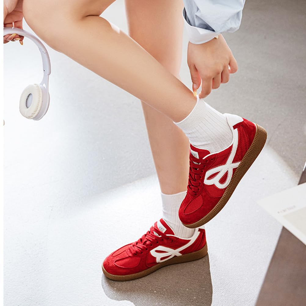Zapatillas Retro De Moda Coreanas para Mujer con Cordones Punta Redonda Plantilla De Espuma Viscoelástica Tacón Cuadrado Zapatillas Deportivas para Viajar Y Uso Diario