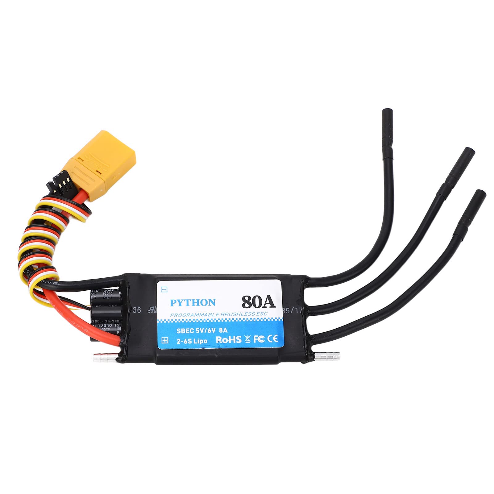 80A Zdalnie Sterowana łódka RC ESC Wodoodporny Trwały Elektryczny Regulator Prędkości dla Różnych Modeli Statków RC Czarny 96x43,5mm