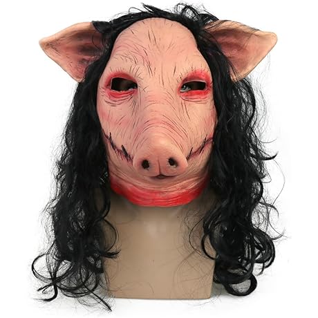 Halloween Pig Head Mask Scary Butcher Costume Latex Costume Prop