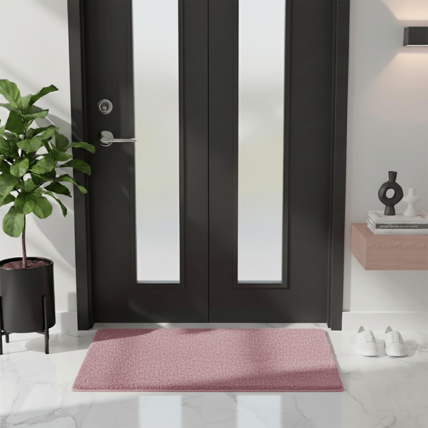 Rugs Inn Rabbit Fur Door Mat - Non-Slip Doormat, Suitable for Indoor/Outdoor Use, Heavy Duty Dirt Trapper and Water Absorbent - (Pink, 50x80 cm)