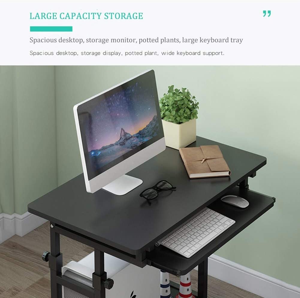 Scrivania Computer Regolabile Homewell - Con Ruote E Ripiano PC 60x60 Cm - Foto 10