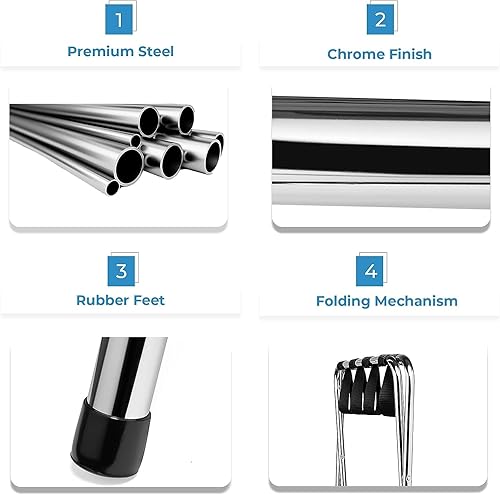 Miniatura 3 de USTECH Estante de equipaje plegable de un solo nivel en forma de X con correas de nailon y patas de goma para mayor estabilidad  Soporte de metal