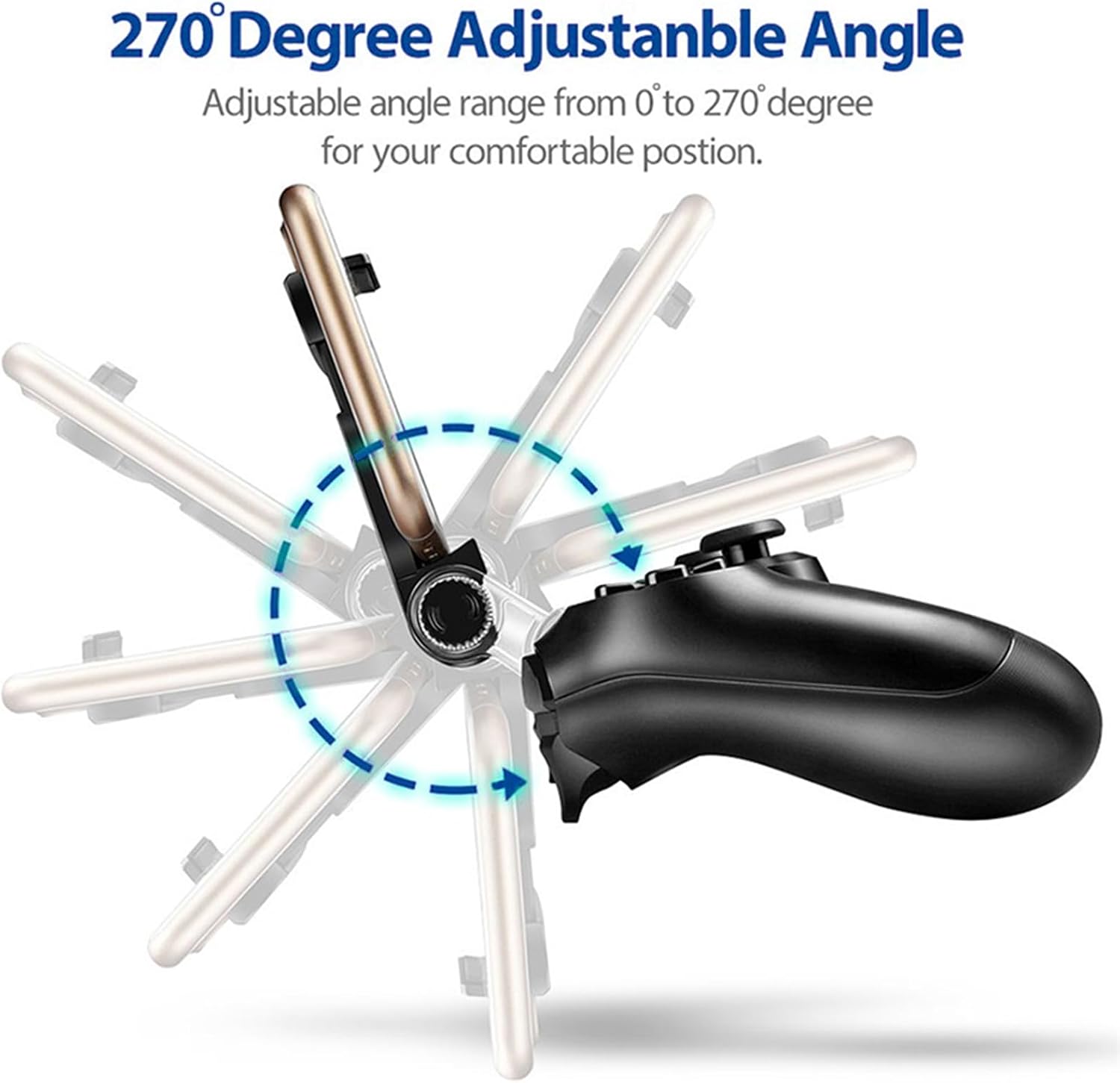Newcos Game Controller Holder, Joso Angle View Adjustable Android Smart Phone Mount Bracket Storage Holder for Sony PS4 Dualshock 4 Controller Gamepad with OTG Data Cable