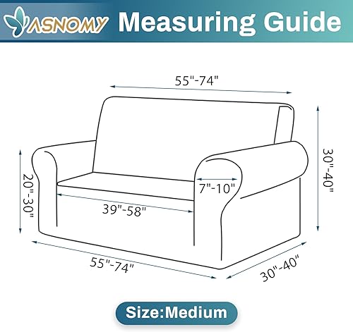 Miniatura 4 de Asnomy Fundas de sofá para 2 cojines, fundas elásticas para sofá de dos plazas, fundas protectoras de muebles para perros, gatos, tela jacquard de