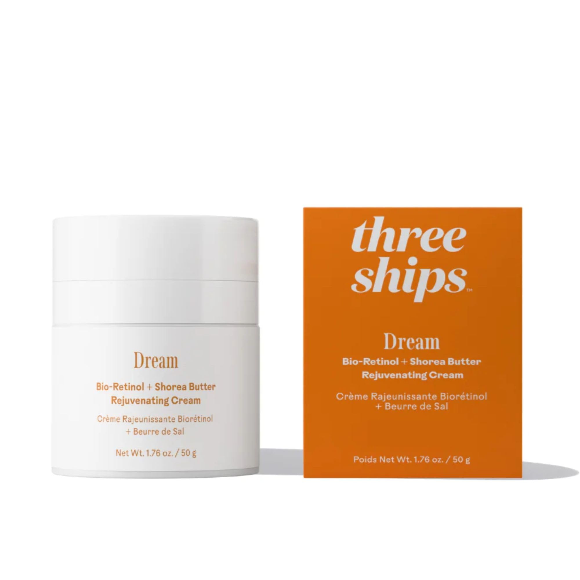 Three Ships - Dream Bio-Retinol + Shorea Butter Rejuvenating Cream | Helps Even Skin Tone, Hydrate, Smooth | Cruelty-Free, Vegan, Paraben-Free, Sensitive Skin Safe (1.76 oz | 50 g)