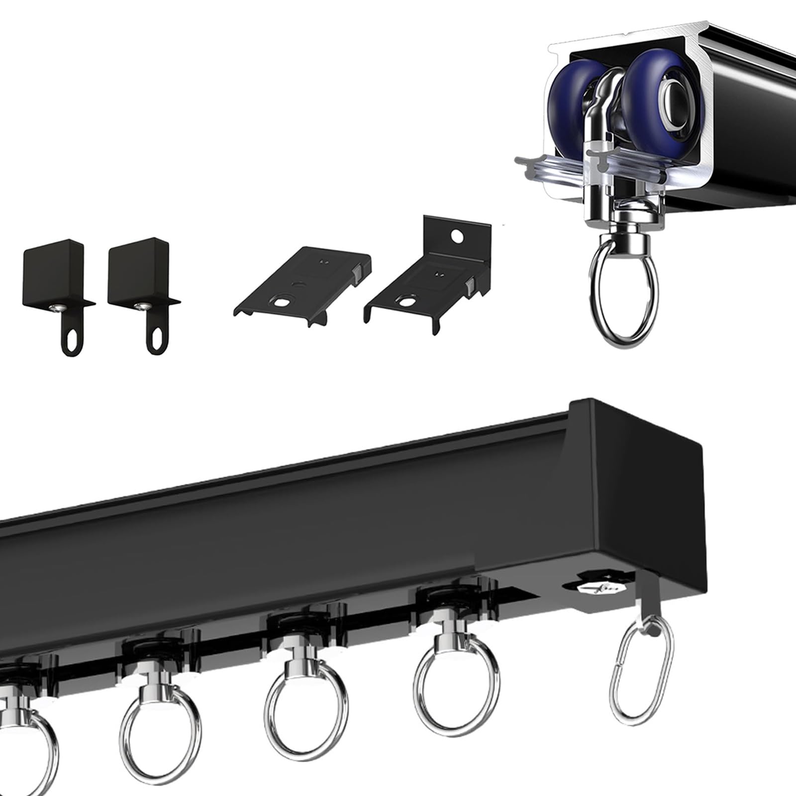 Tringle à rideaux simple avec rouleaux pour séparateur pièce