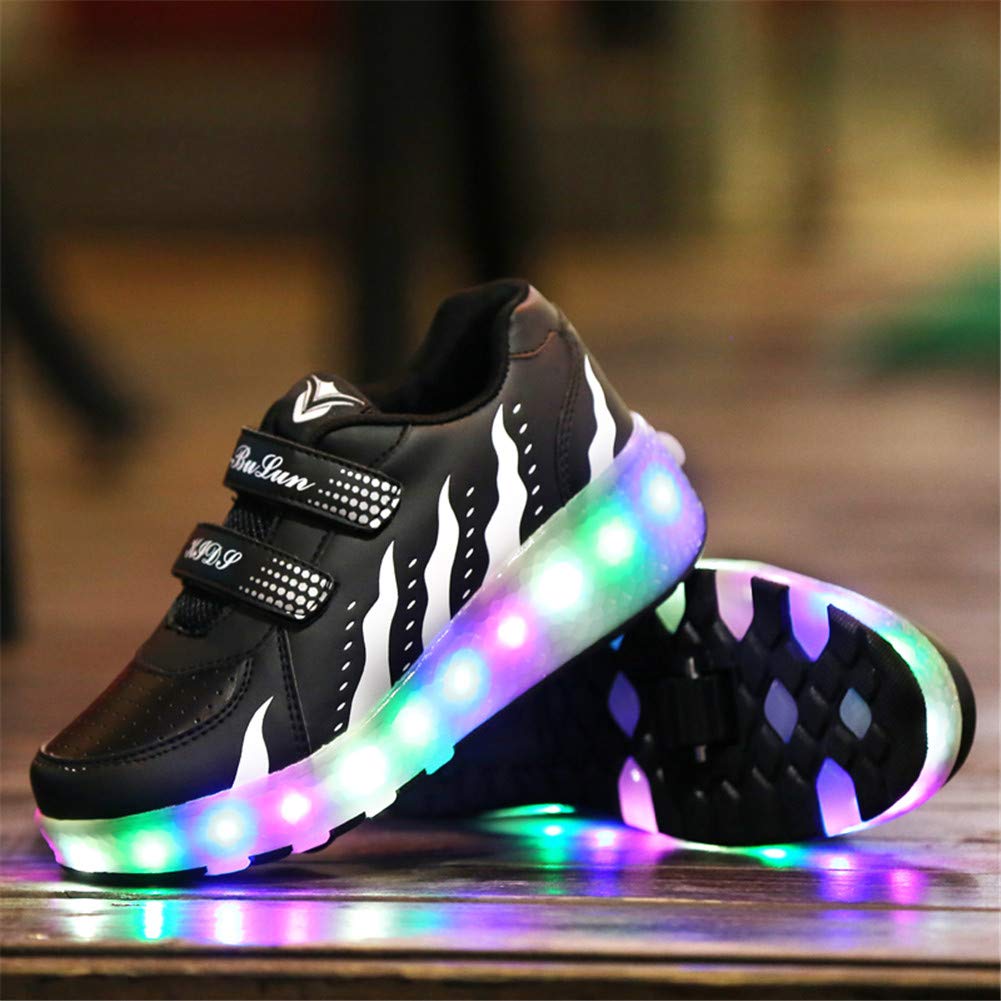 USB Aufladen 7 Farbwechsel LED Blinkend Schuhe Mit Doppelt Rollen Automatisch Räder Rochen Skateboardschuhe Outdoor Fitnessschuhe Gymnastik Laufschuhe Sneakers für Jungen Mädchen Geschenk