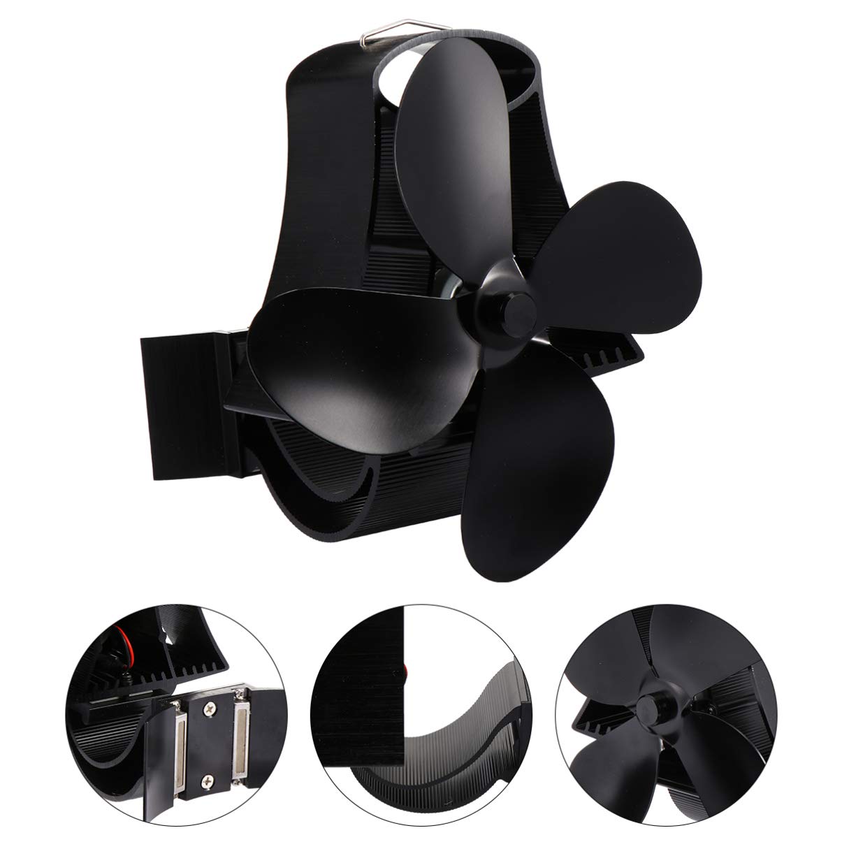 MAGICLULU Thermischer Lüfter für Kaminofen mit 4 Flügeln aus Oxidierter Aluminiumlegierung Hitzeresistent und Stromlos für Sommeratmosphäre im Wohnzimmer