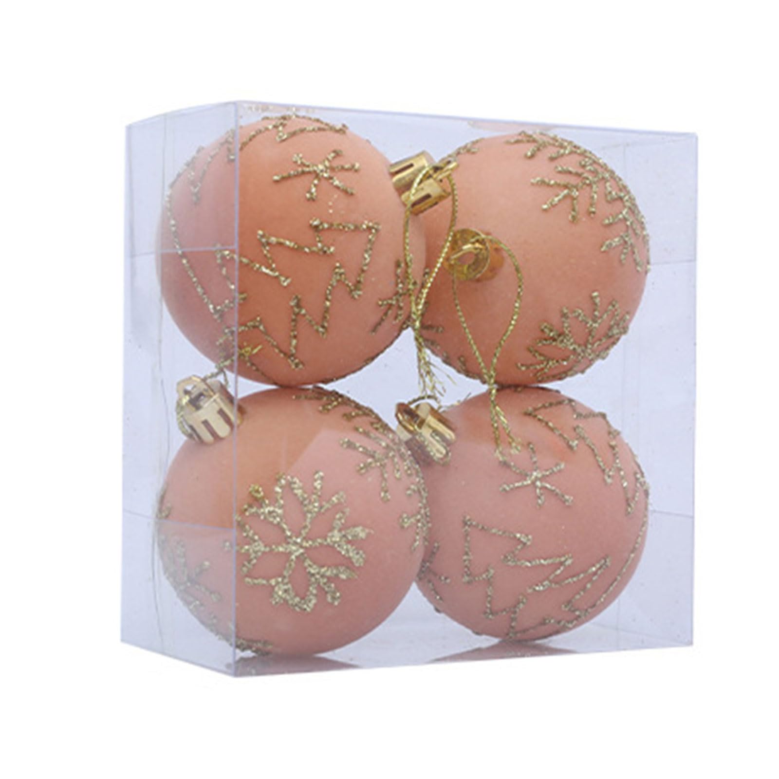 Carotoe Champagne 4Pcs Christmas Ball Ornament Shatterproof Christmas Baubles Hanging Decorations For Tree Wreath Mantels Embellishments Snowflakes Decorations