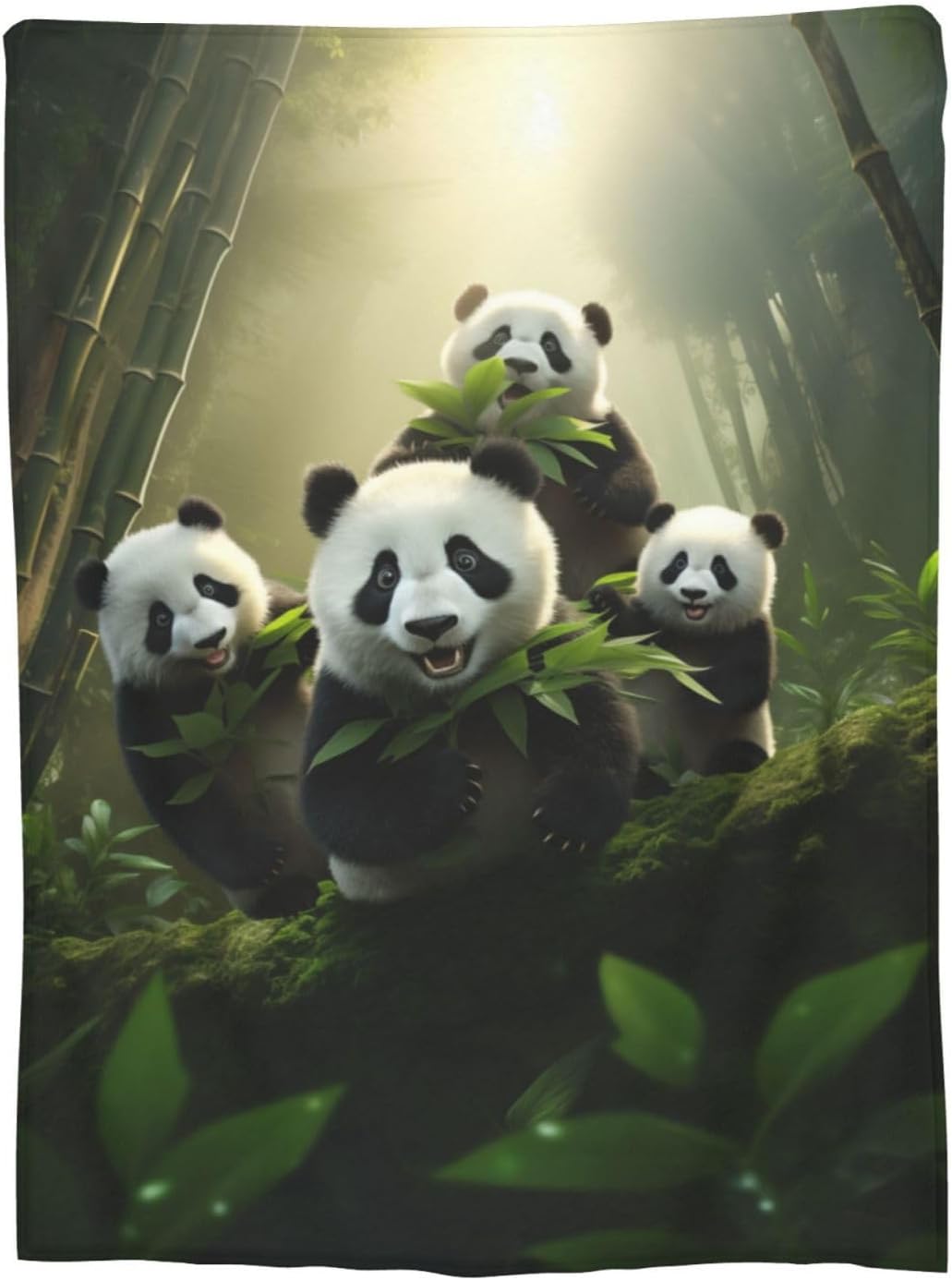 Cute Pandas Bamboo Blanket Gifts for Adults Kids Girls Panda Bear Flannel Throw Blankets Soft Fuzzy Lightweight for Home Decor Couch Bed Sofa 60x50 Inches - Image 5
