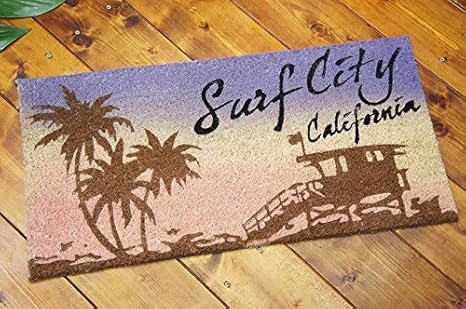 Amazon アメリカン雑貨 Surf City California ココマット 玄関マット ハワイアン雑貨 ハワイ 雑貨 アメリカ 雑貨 ハワイアン インテリア 西海岸 コースタルリビング 玄関マット オンライン通販