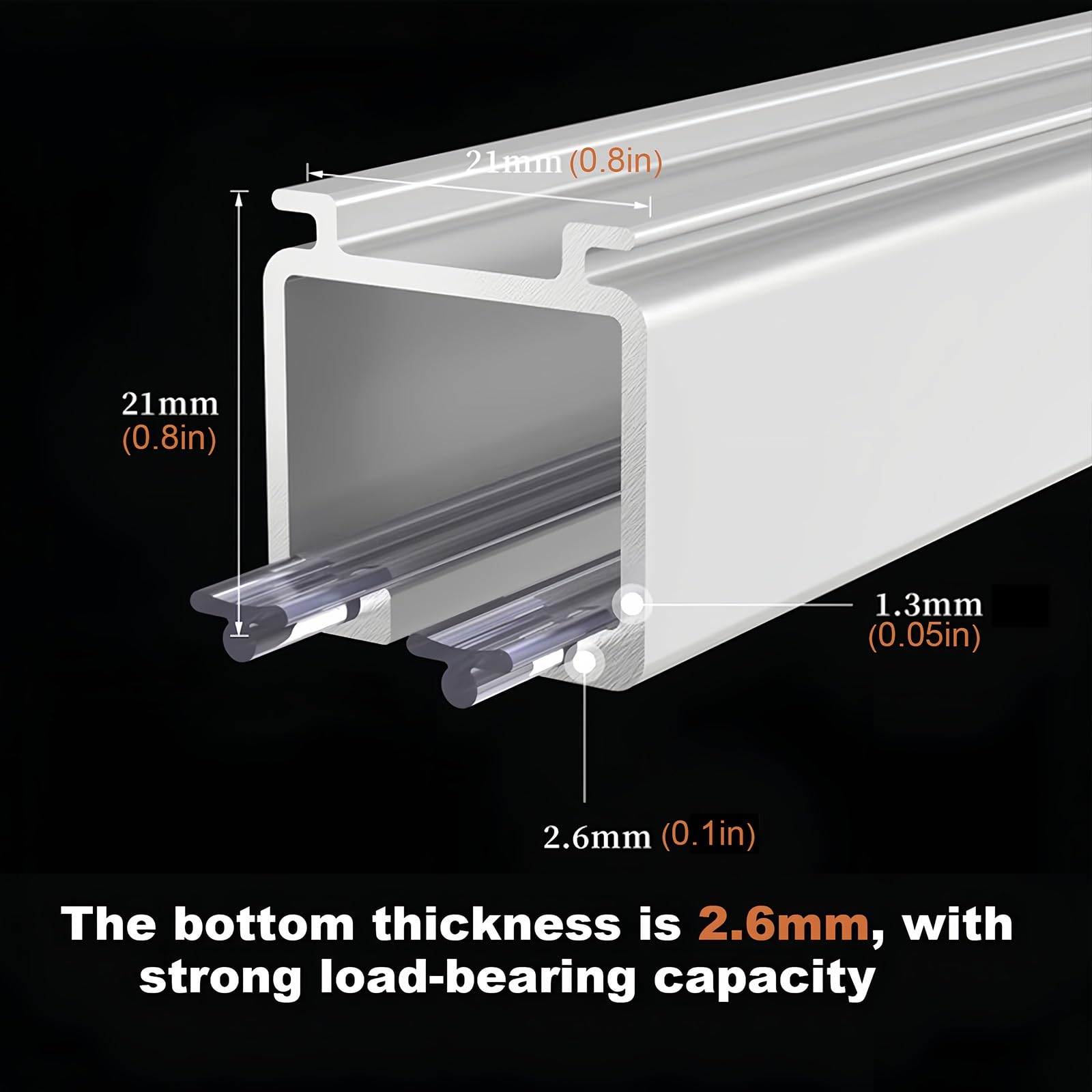 Aluminiowa szyna do zasłony prysznicowej z cichymi rolkami, wytrzymała szyna do montażu sufitowego do oddzielenia pokoju, kampera i łazienki, biała, 1,9 m / 2 x 0,95 m
