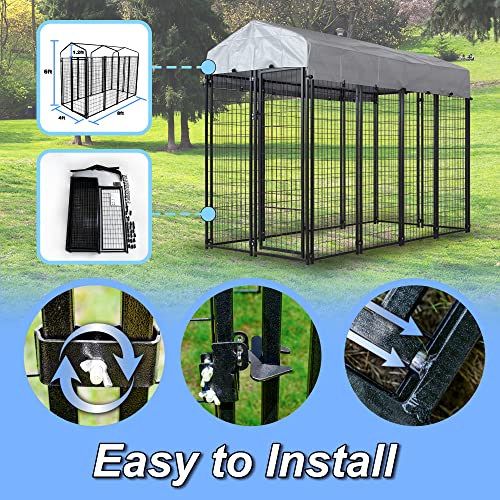 Heason LUCKYDOG001 Large Dog Kennel Outside Outdoor Pet Pens Dogs Run Enclosure Animal Hutch Metal Coop Fence thumb #4