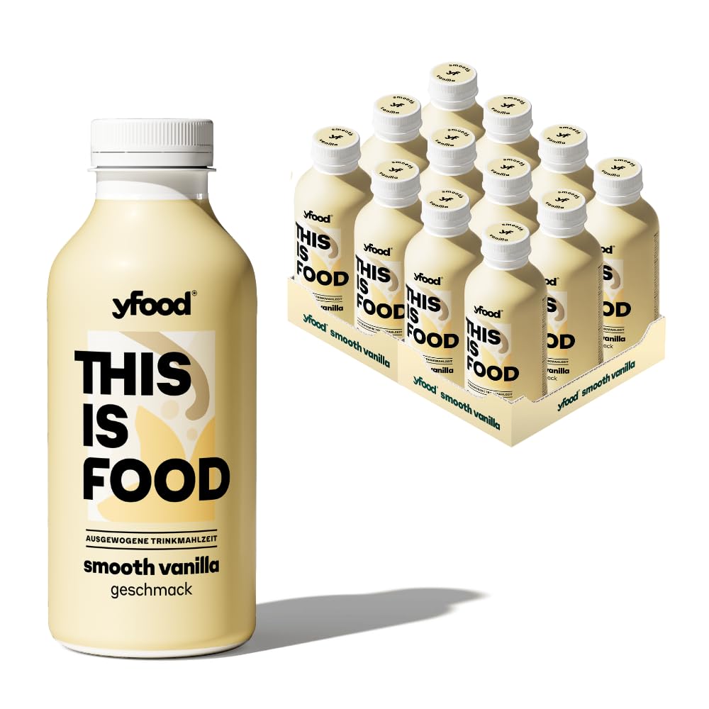 yfood Drink Smooth Vanilla - 12 x 500 ml für unterwegs & stressige Tage - vollwertig & ready-to-drink mit 30g Protein, 26 Vitaminen und Mineralstoffen - inkl. 3 € Pfand