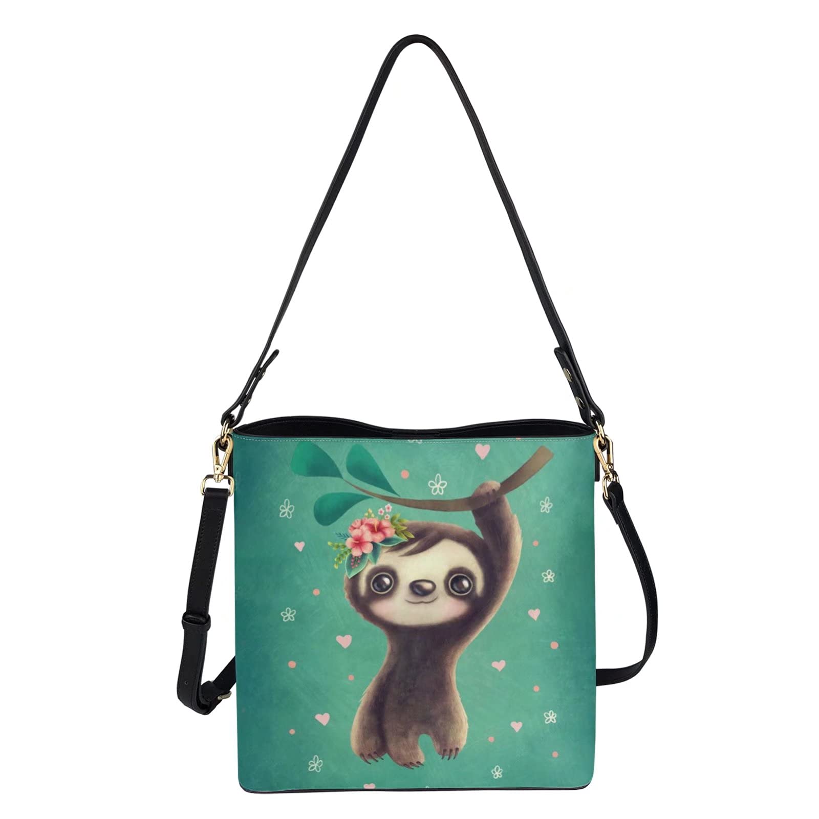 chaqlin Torby crossbody torba wiaderkowa damska damska torebka na ramię skóra PU podróżne zakupy praca torby kurierskie, Zielony leniwiec dziecięcy, Rozmiar Uniwersalny