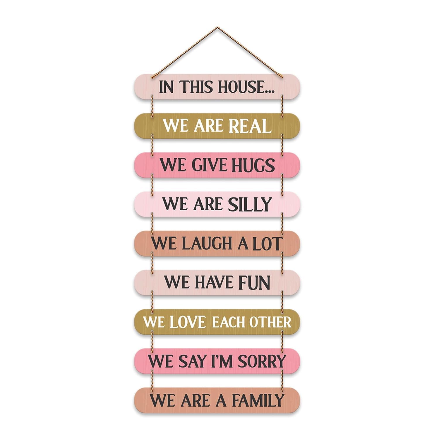 Shivoorya Store Wooden Family Rules Wall Hanging - "In This House" Motivational Quotes Wall Decor, 9-Tier MDF Laser Cut Decorative Plaque with Jute Rope for Living Room, Bedroom & Home Entrance-image-47
