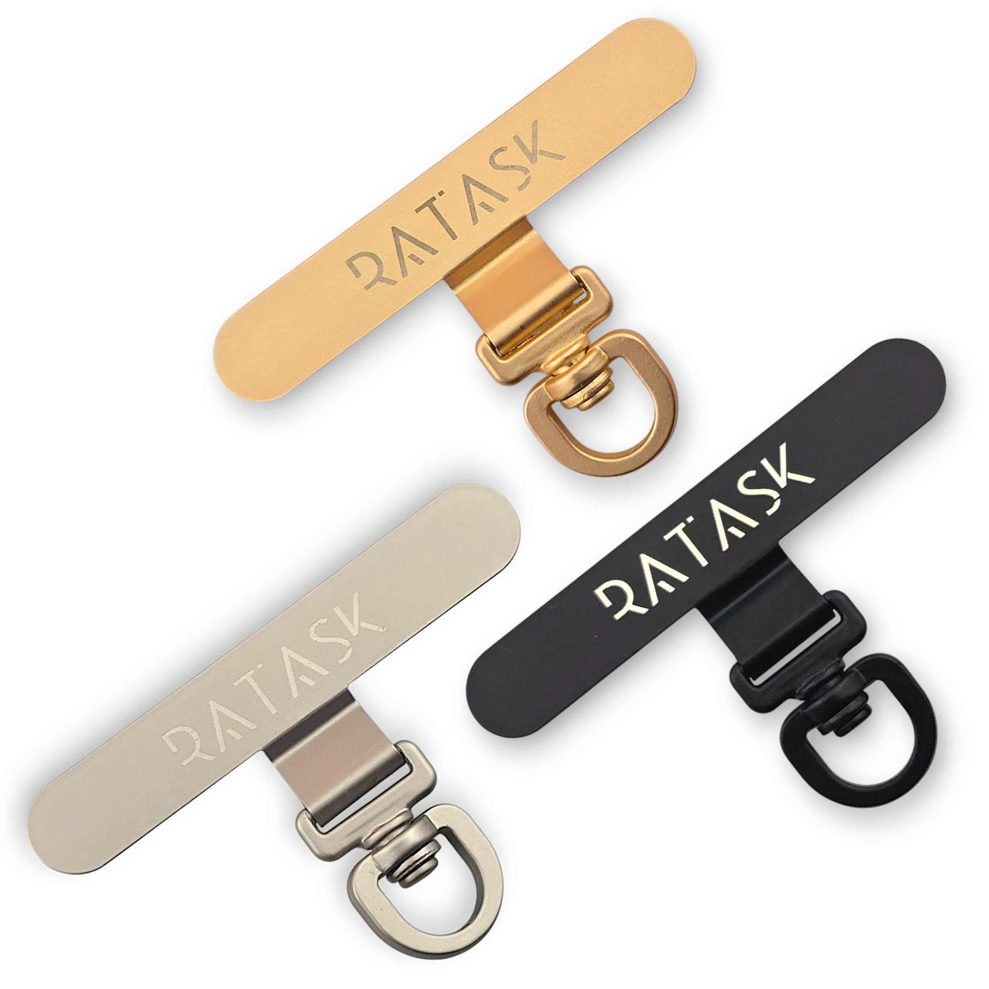 RATASK Tether Tab for Phone Lanyard, Mobile Phone Strap Tether Patch, Universal Tether Patch, Durable Metal or Soft Fabric Option, Pack of 3 (Metal, Mix Colour)